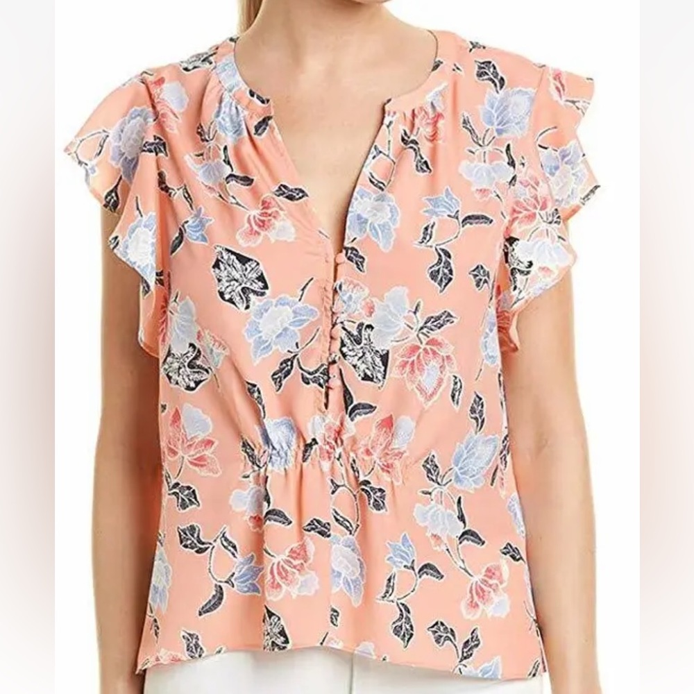 Joie Crisbell Flutter Sleeve Button Front Floral … - image 4